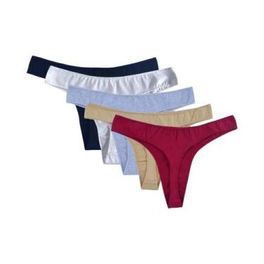 Imagem de Conjunto De 5 Calcinhas De Algodão De Cintura Baixa Para Mulheres, G-S