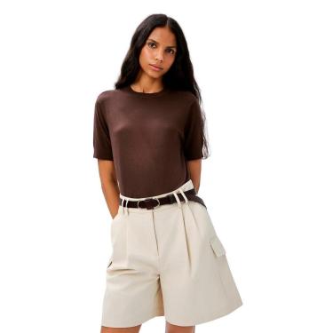 Imagem de Blusa Hering Manga Curta Listrada Em Tricô Fio Tinto Feminina-Feminino