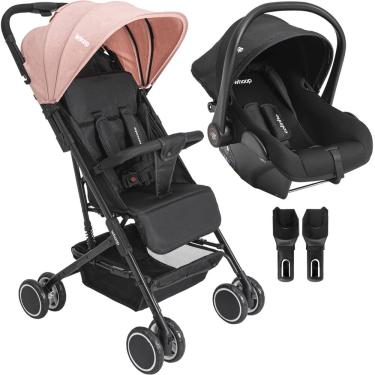 Imagem de Carrinho de Bebe com Bebe Conforto Colinho Kiddo Mascote Rosa