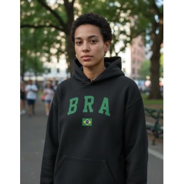 Imagem de Moletom Canguru Com Capuz Brasil Copa Hexa - sem marca, Preto, GG