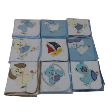 Imagem de Kit 9 Cueiros 3 Toalhas Fralda 10 Fraldinhas De Boca Menino