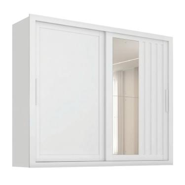 Imagem de Guarda Roupas Casal Ripado Com Espelho 2 Portas De Correr 4 Gavetas Vitta Branco