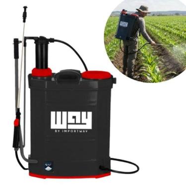 Imagem de Pulverizador 2x1 Elétrico Bateria e Manual Costal 20 Litros 3 Bico Way