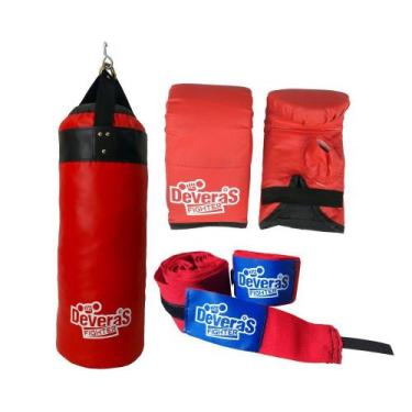 Imagem de Saco de Pancadas 70 cm - Saco de Boxe Cheio + Luva Bate Saco + Bandage