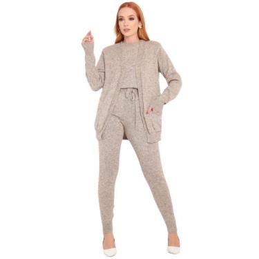 Imagem de Conjunto Tricot Modal Feminino Calça e Blusa 3 Peças Inverno - Aymee, 