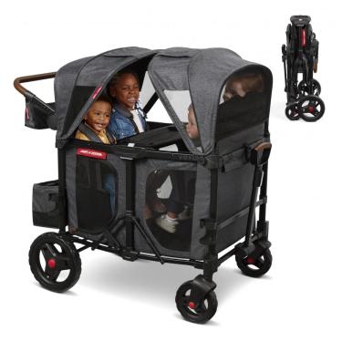 Imagem de Carrinho de Passeio Vagão para 4 Crianças Modelo Voya XT, Marca Radio Flyer, Cinza