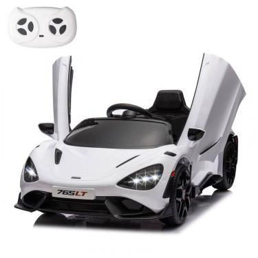 Imagem de Carro Elétrico Infantil McLaren765LT MUKIDY Branco 12V, Controle Remoto, Música, Luzes LED, 3 Velocidades, Cinto Segurança