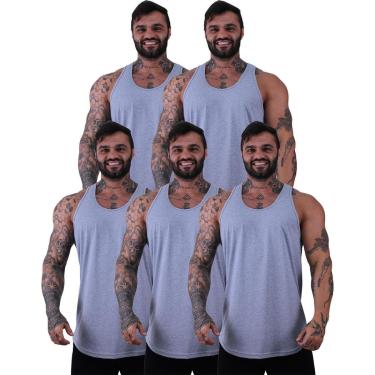 Imagem de Kit 5 Regatas Longline MXD Conceito Slim Cores Básicas e Mescladas Lisas-Masculino