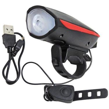 Imagem de Farol Lanterna Led recarregável com Buzina para Bicicleta - All Connec