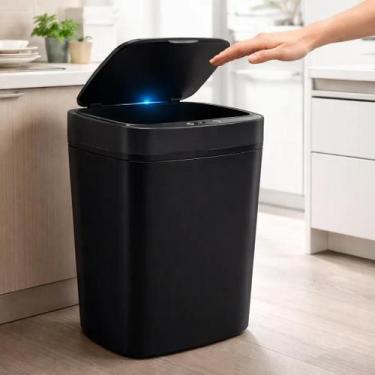 Imagem de Lixeira Inteligente Automática Preta com Sensor e Led 13L - Kazalinda,