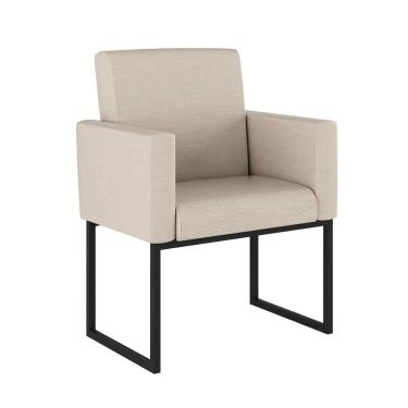 Imagem de Poltrona Decorativa Nina Linho com Base de Ferro Preto