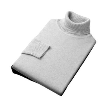 Imagem de Suéter Masculino De Tricô Gola Alta Quente Manga Longa Respirável Pulô