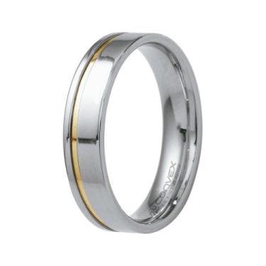 Imagem de Aliança de Namoro Plus 6mm Filete Lateral em Ouro - Convex, 24