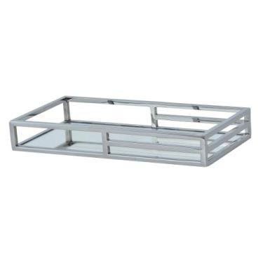 Imagem de Bandeja retangular inox com espelho 40x20x6cm -Fracalanza, 3 meses por