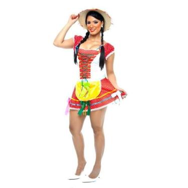 Imagem de Vestido Junino Florista Adulto - Jade Fashion, P VERMELHO CORAÇÃO
