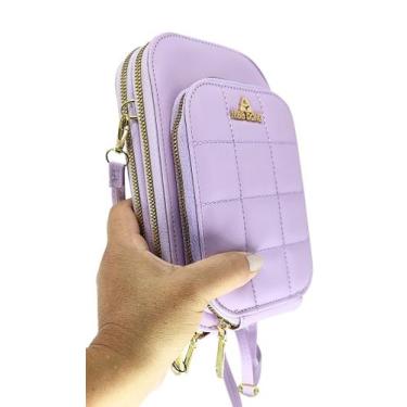 Imagem de Bolsa feminina transversal porta celular carteira tiracolo grande 3 di
