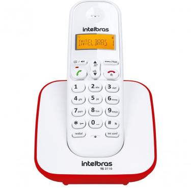 Imagem de Telefone sem Fio Intelbras Ts 3110 4123101 com Identificador de Chamadas Dect 6.0 Branco-vermelho