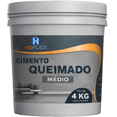Imagem de Massa Acrílica para Efeito Cimento Queimado Cinza Médio 4kg Uso Interno e Externo Flex