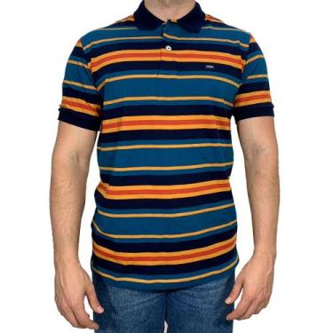 Imagem de Camisa Polo Country Masculina Listrada Dawson, Laranja, P