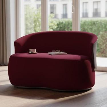 Imagem de Namoradeira Decorativa Beatriz Orgânica Composê Couro Marrom Suede Mar