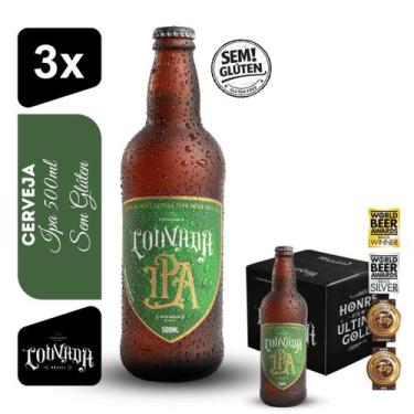 Imagem de Cerveja Ipa Cervejaria Louvada 500ml Kit 3 unidades Sem Glúten