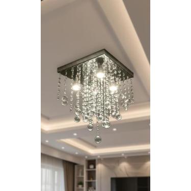 Imagem de Lustre Plafon Quadrado Cristal Acrílico 30x30cm - Congratulations Stor