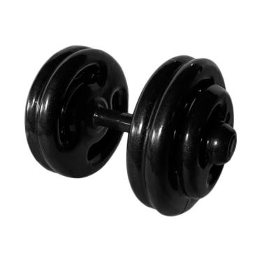 Imagem de Dumbbell Emborrachado Treinamento Funcional Academia 26kg Revestimento PVC Preto Anilhas Fitness 26KG