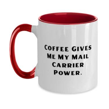 Imagem de Special Mail Carrier Gifts, Coffee Gives Me My Mail Carrier Power, Caneca Epic Two Tone 325 ml para colegas de trabalho do time Leader