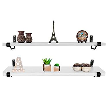 Imagem de Kit Jogo 2 Prateleiras De Parede Zurique Mdf 60cm x 15cm Preta/Branca