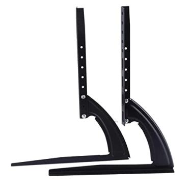 Imagem de Pkfinrd Suporte de aço de metal preto para tela LCD de LED plana para TV, mesa de mesa, suporte de TV