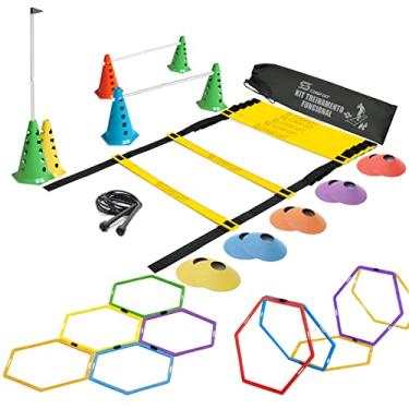 Imagem de Kit Treino Futebol Agilidade Fucional Cones Escada Argolas De Circuito Corda