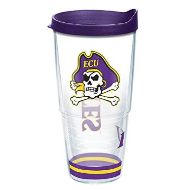 Imagem de Tervis Copo isolado feito nos EUA com parede dupla East Carolina University Pirates mantém as bebidas frias e quentes, 700 ml, ártico