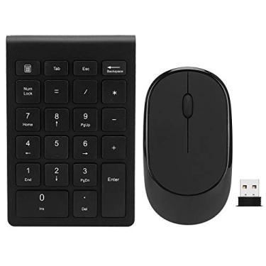 Imagem de Conjunto de mouse com teclado numérico sem fio, mini USB 2,4 G ultrafino teclado digital e mouse com resolução de 1600 DPl para laptop, PC, desktop, notebook (preto)