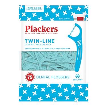 Imagem de Plackers Palitos de fio dental branqueador de linha dupla - 75 unidades - pacote com 3