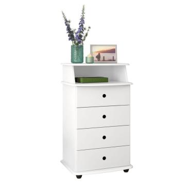 Imagem de Mesa de Cabeceira Luxo ll 4 Gavetas Branco - Rede Móveis
