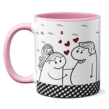 Imagem de Caneca Flork Meme Namorados Fofos Te Amo Do Tamanho Do Bucho (Rosa)