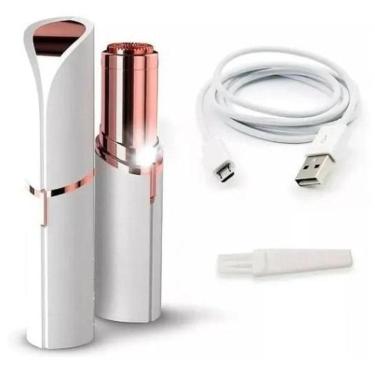 Imagem de Depilador Eletrico Indolor Batom Recarregável Usb + Cabo