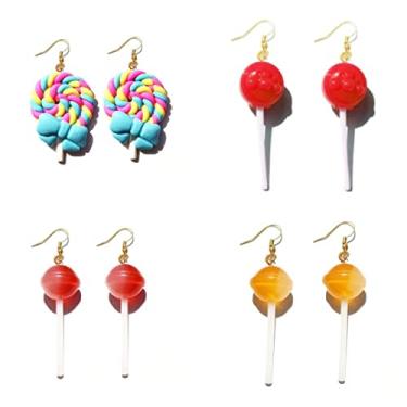 Imagem de Kit 4 Pares De Brincos Divertidos: Pirulito e outros (Opção de Kit3)