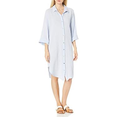 Imagem de Seafolly Saída de praia feminina de algodão texturizado grande, Beach Edit Pó Azul, X-Small