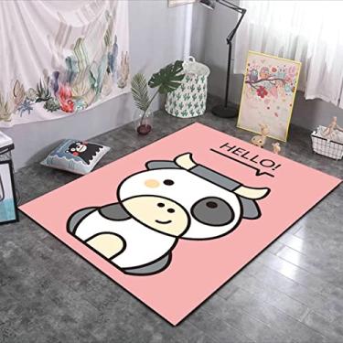 Imagem de Tapete de área de fundo de desenho animado com animais fofos em estilo desenho animado tapete de área de poliéster para sala de jantar dormitório quarto casa decorativa 40 x 60 cm