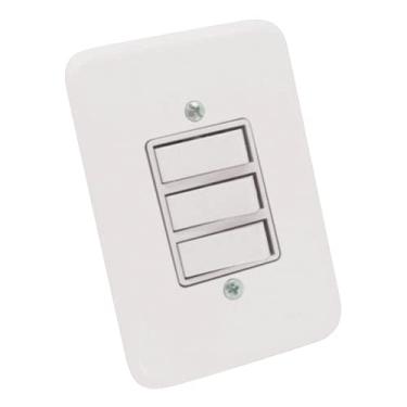 Imagem de Interruptor 3 Teclas Simples 2 x 4 com Placa Branca Radial