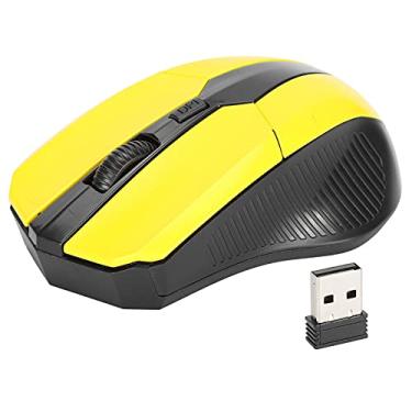 Imagem de PUSOKEI Mouse USB ergonômico 1600DPI 2,4G para PC com receptor USB, mouse óptico de computador para computadores e laptops (amarelo)