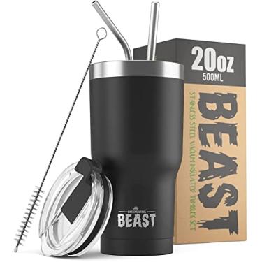 Imagem de Copo Beast 590 ml de aço inoxidável isolado a vácuo copo de café e gelo garrafa de viagem de parede dupla (preto fosco)