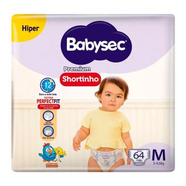 Imagem de Fralda Shortinho Babysec Premium Tamanho M com 64 Fraldas Descartáveis