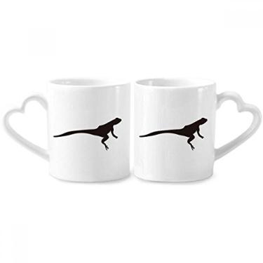 Imagem de Black Lizad Conjunto de canecas de porcelana para casais com desenho de animal e coração