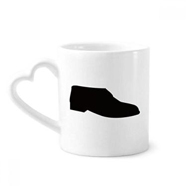 Imagem de Caneca masculina de couro preto contorno de sapatos caneca café cerâmica copo de coração de vidro