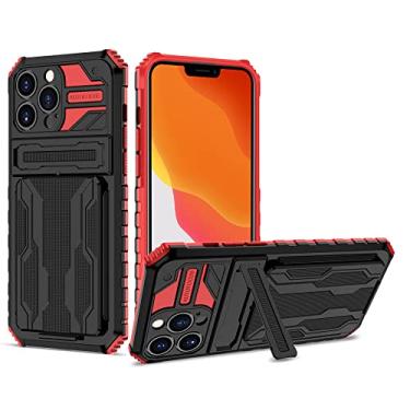 Imagem de Para capa de armadura à prova de choque para iPhone 14 13 12 11 Pro Max XS Max XR 8 7 Plus Anti-Shock Bracket Card Slot Case, vermelho, para iPhone 14