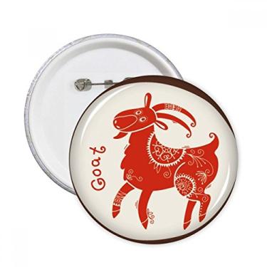 Imagem de Ano de ovelhas animal China zodíaco vermelho pinos redondos crachá botão emblema decoração acessório 5 peças