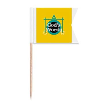 Imagem de Presente Art Deco de Páscoa, Bênção de Deus, Bandeira de palito, Marcação de rotulagem para Bolo de Festa, Prato de Queijo