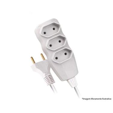 Imagem de Extensão Elétrica FC New Bipolar PAR 10m Branca 03 Tomadas 24242
